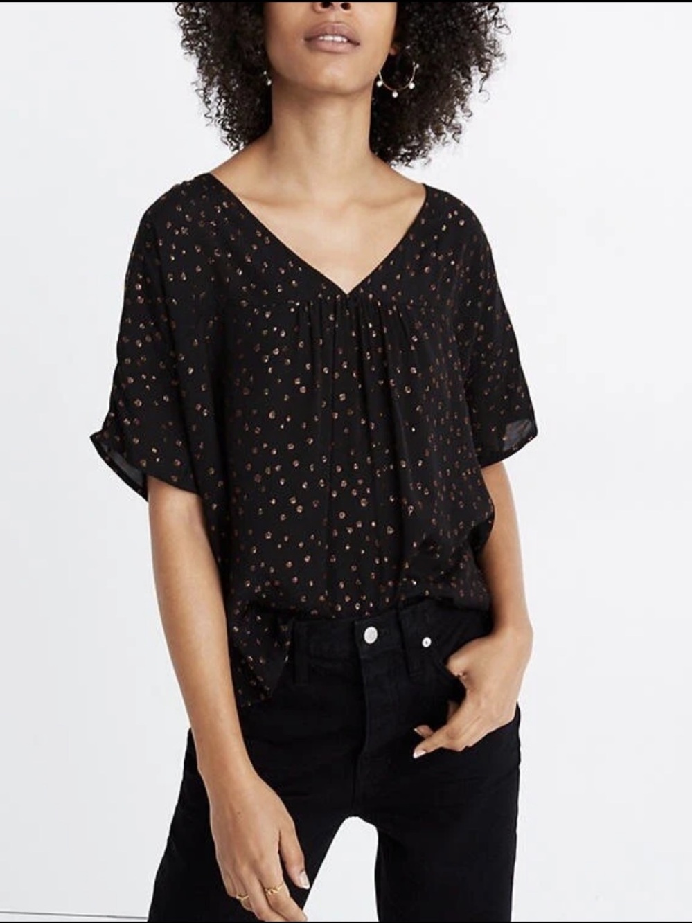 Madewell Rhyme Top in Metallic Dot Size Small